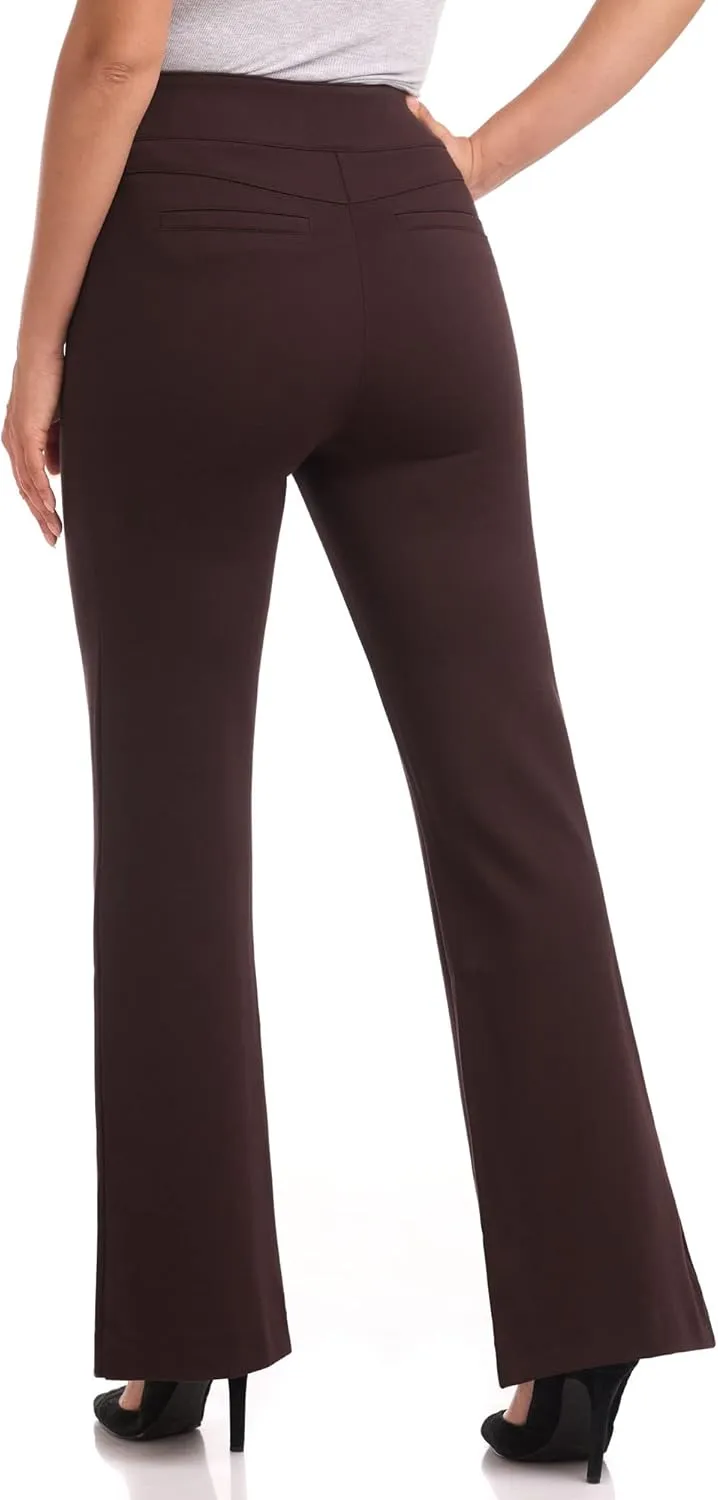 REKUCCI Women's Secret Figure High Waist Knit Pull-On Flared Pant