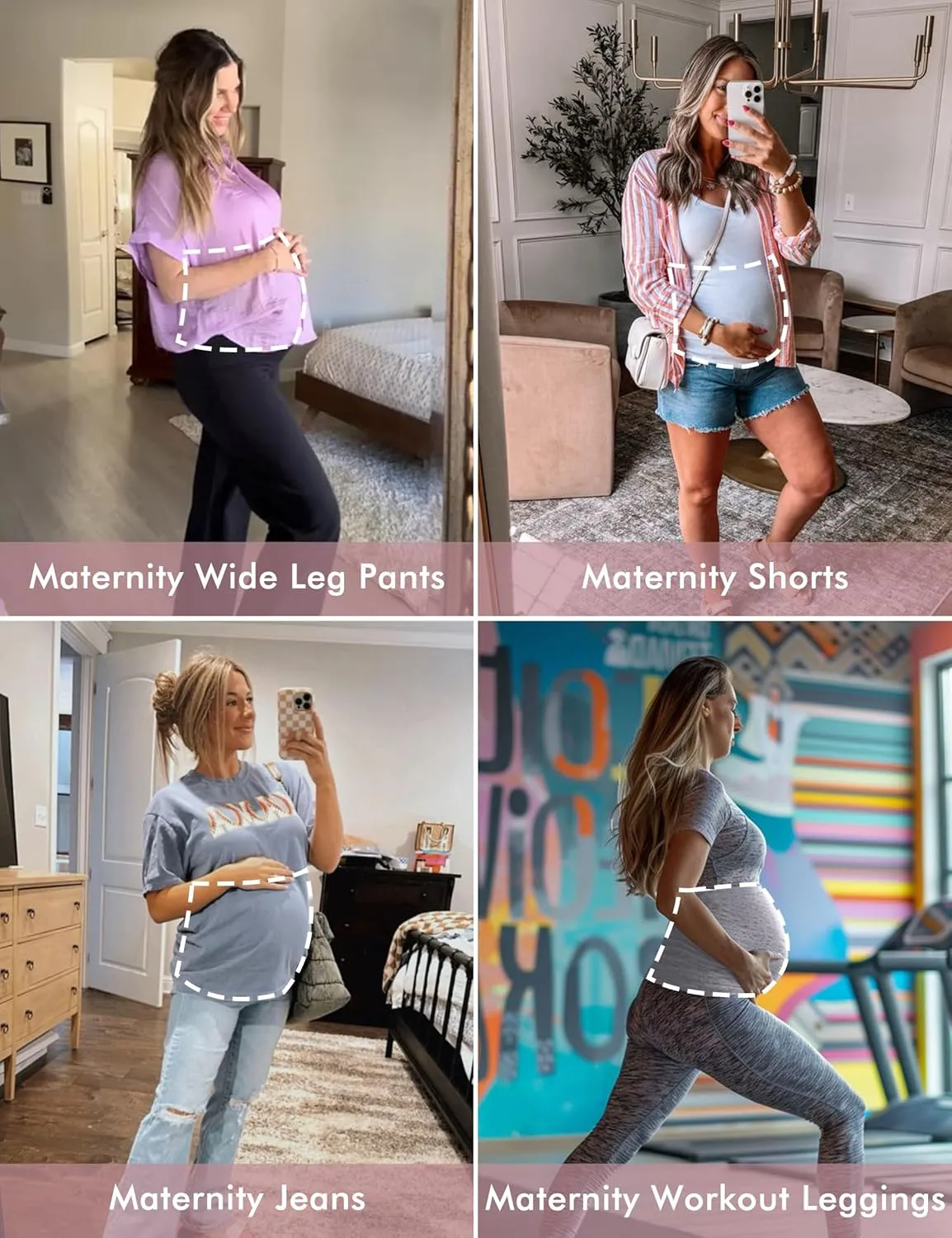 Rheane Belly Band Pregnancy Belly Support Band Maternity Clothes Spring (Black White Grey 1)