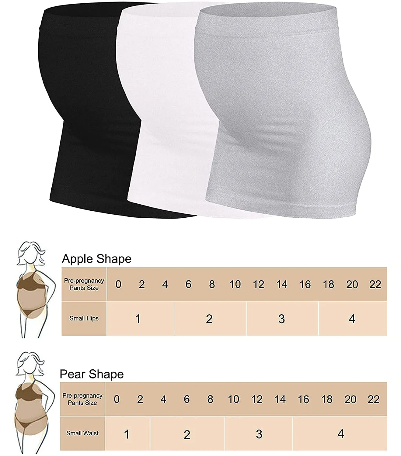 Rheane Belly Band Pregnancy Belly Support Band Maternity Clothes Spring (Black White Grey 1)