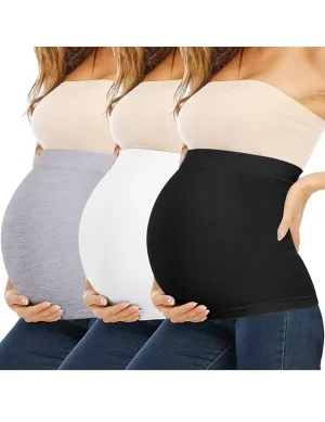 Rheane Belly Band Pregnancy Belly Support Band Maternity Clothes Spring (Black White Grey 1)
