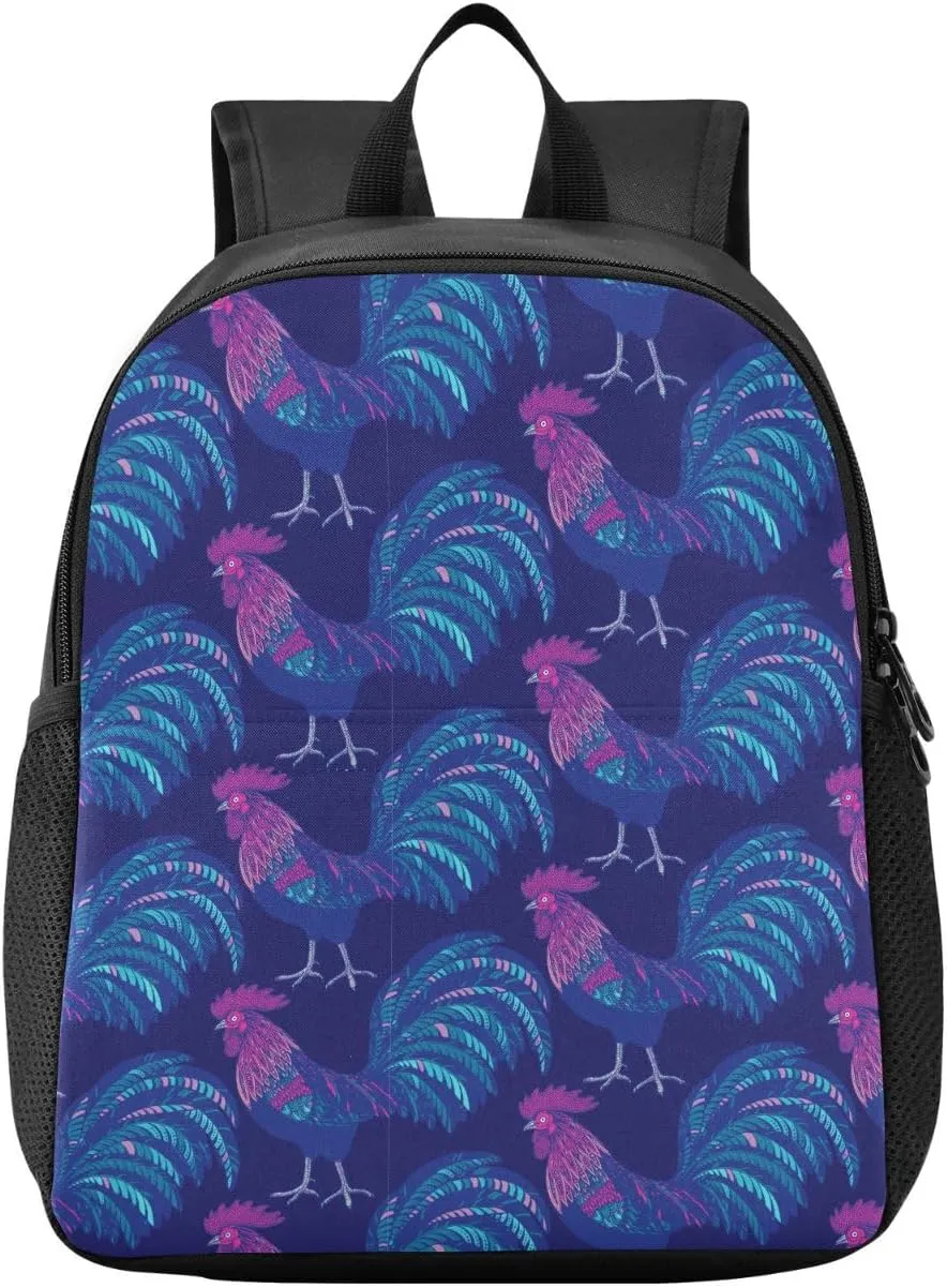 Rooster Blue Toddler Backpack for Boys Girls 3-6 Mini Backpacks for Elementary Lightweight Kids Bookbag for Preschool Kindergarten for School
