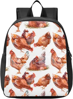 Roosters White Toddler Backpack for Boys Girls 3-6 Mini Backpacks for Elementary Lightweight Kids Bookbag for Preschool Kindergarten for Travel School