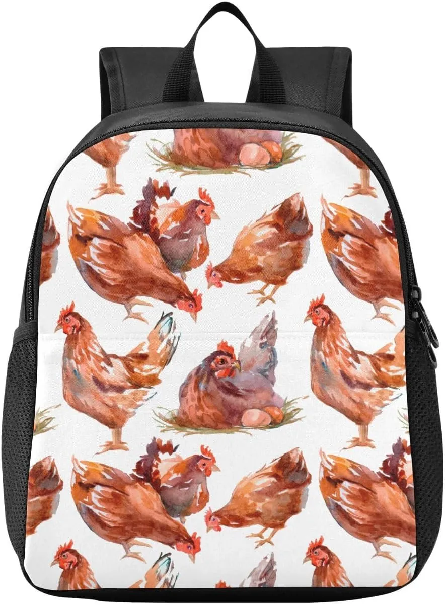 Roosters White Toddler Backpack for Boys Girls 3-6 Mini Backpacks for Elementary Lightweight Kids Bookbag for Preschool Kindergarten for Travel School
