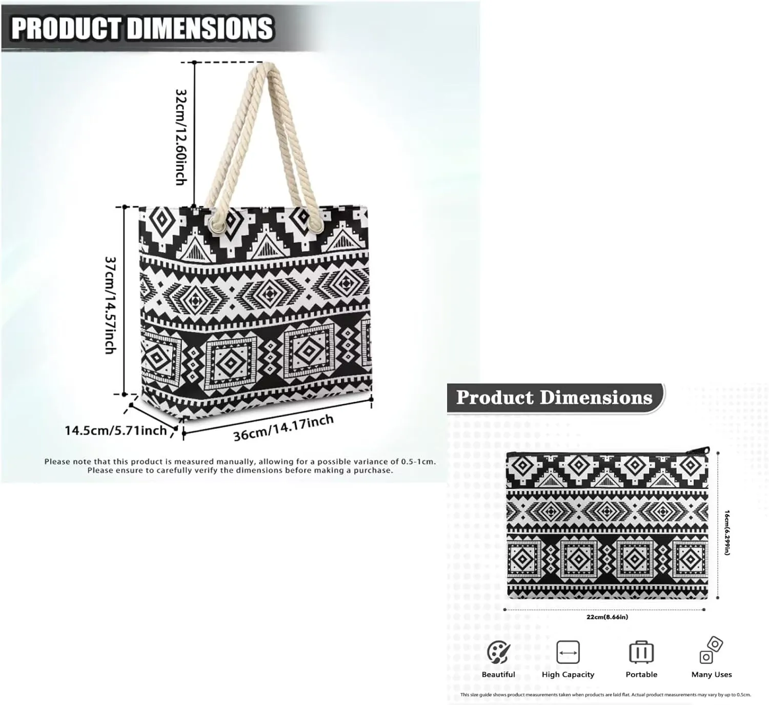 Rope Tote Bag Set with Coin Purse, Beach Totes Bags for Women,Bolso De Playa Para Mujer, Unique Gifts for Female