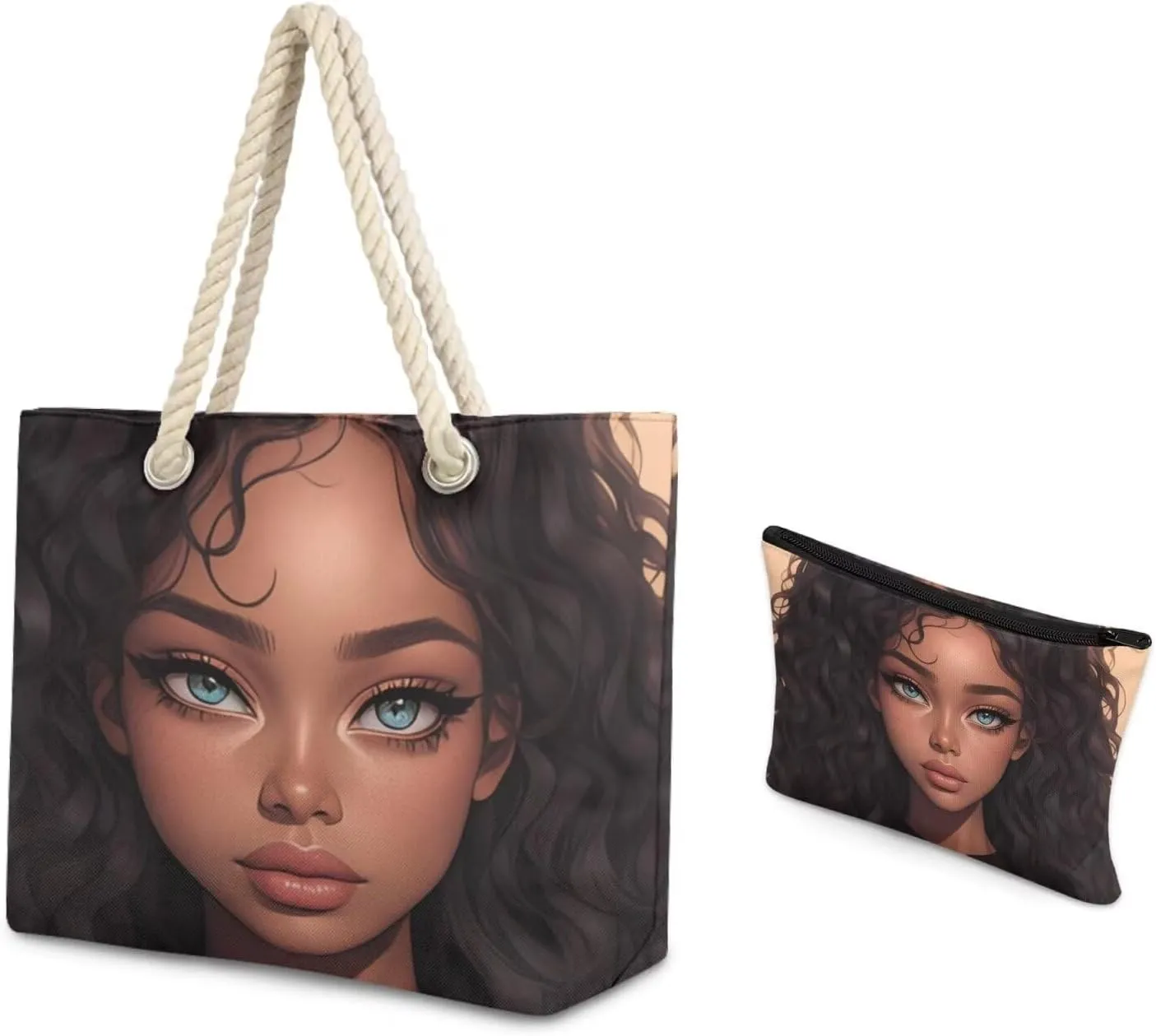 Rope Tote Bag Set with Coin Purse, Beach Totes Bags for Women,Bolso De Playa Para Mujer, Unique Gifts for Female