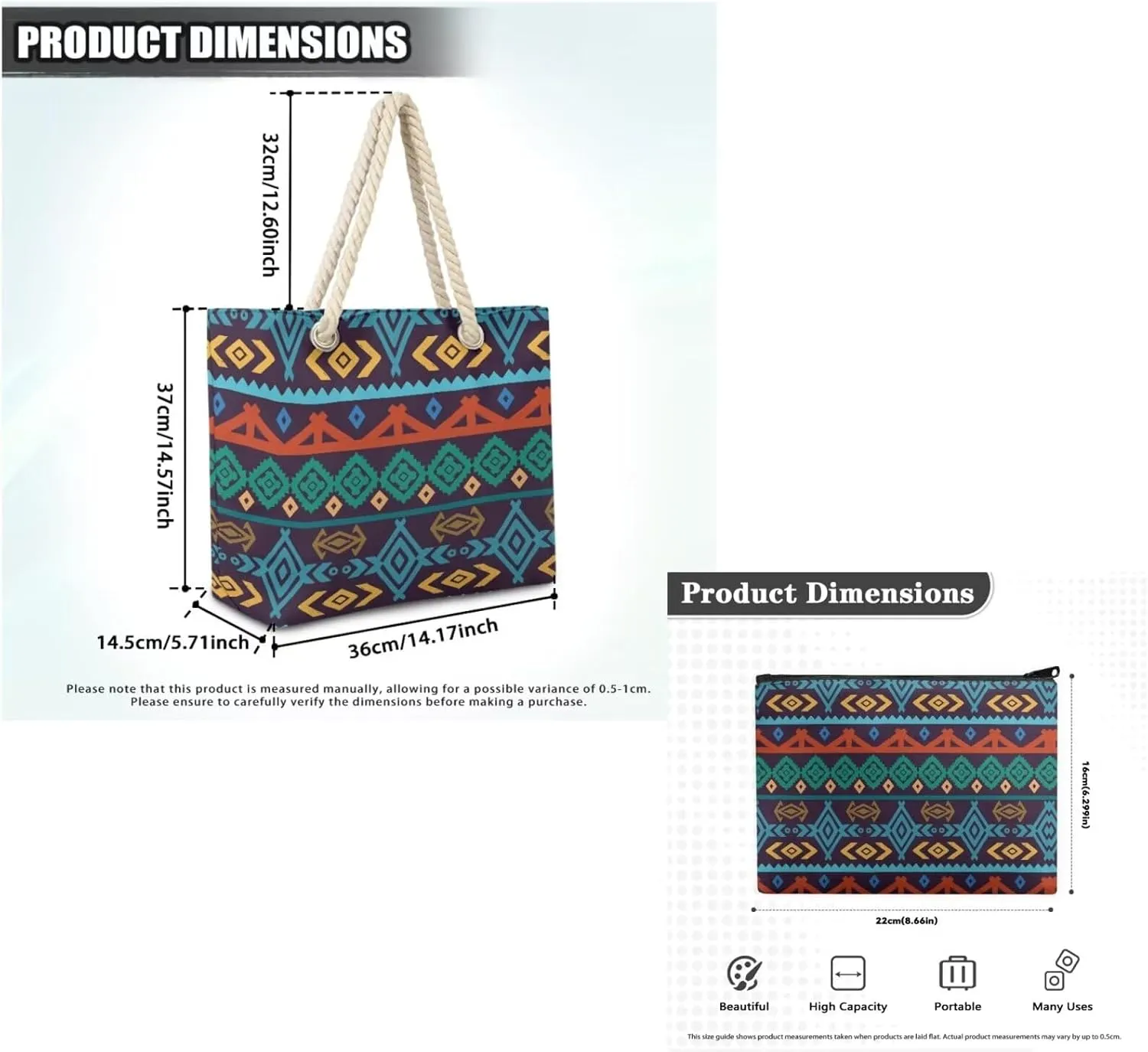 Rope Tote Bag Set with Coin Purse, Beach Totes Bags for Women,Bolso De Playa Para Mujer, Unique Gifts for Female