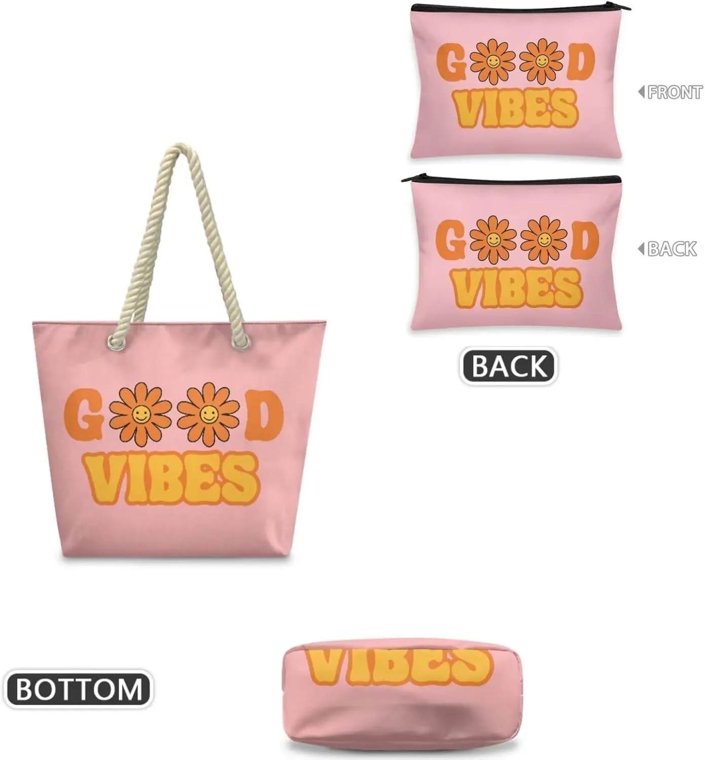 Rope Tote Bag Set with Coin Purse, Beach Totes Bags for Women,Bolso De Playa Para Mujer, Unique Gifts for Female