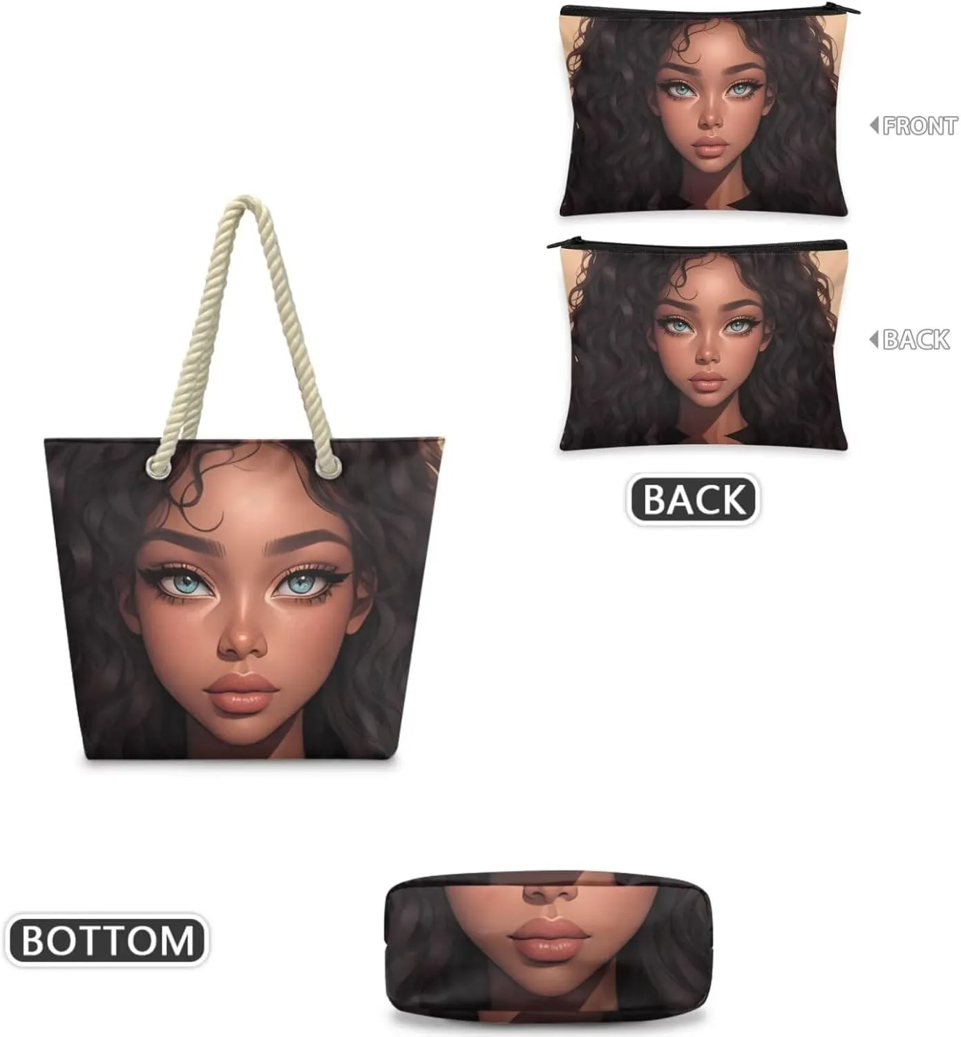 Rope Tote Bag Set with Coin Purse, Beach Totes Bags for Women,Bolso De Playa Para Mujer, Unique Gifts for Female