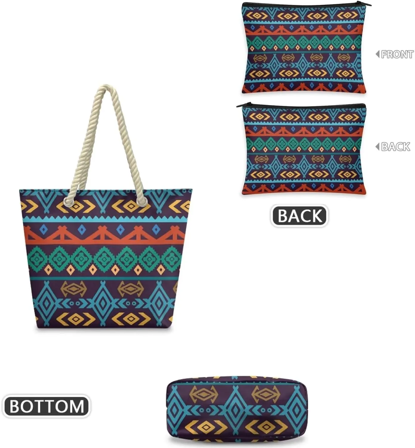 Rope Tote Bag Set with Coin Purse, Beach Totes Bags for Women,Bolso De Playa Para Mujer, Unique Gifts for Female