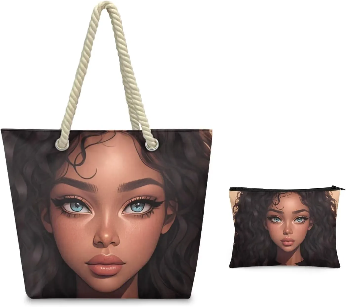 Rope Tote Bag Set with Coin Purse, Beach Totes Bags for Women,Bolso De Playa Para Mujer, Unique Gifts for Female