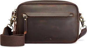 S-ZONE Top Grain Leather Crossbody Bags for Women RFID Blocking Shoulder Purses