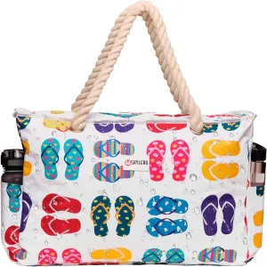 SHYLERO Beach Bag and Pool Bag. Has Airtight Pouch, Ton of Pockets. Beach Tote is Zippered, Water Resistant. Family Size