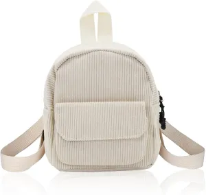 Small Backpack, Corduroy Backpack Purse for Women and Girls, Mini Backpacks for Travel, Shopping, Walking (beige)