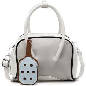 Small Bowling Tote Handbag for Women Shoulder Crossbody Bag Vegan Leather Top Handle Purses with Adjustable Strap