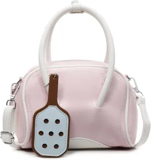 Small Bowling Tote Handbag for Women Shoulder Crossbody Bag Vegan Leather Top Handle Purses with Adjustable Strap