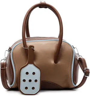 Small Bowling Tote Handbag for Women Shoulder Crossbody Bag Vegan Leather Top Handle Purses with Adjustable Strap