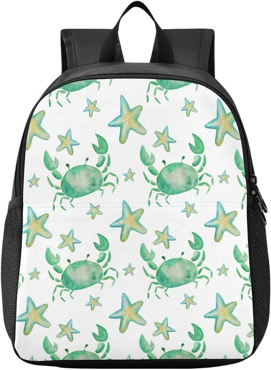 Starfish Crab Toddler Backpack for Boys Girls 3-6 Mini Backpacks for Elementary Lightweight Kids Bookbag for Preschool Kindergarten for School