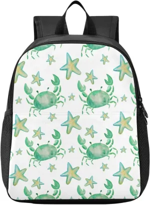 Starfish Crab Toddler Backpack for Boys Girls 3-6 Mini Backpacks for Elementary Lightweight Kids Bookbag for Preschool Kindergarten for School