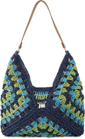 Straw Hobo Beach Bag for Women, Woven Tote Bag Summer Crochet Shoulder Bag,Vintage Foldable Handbag for Travel