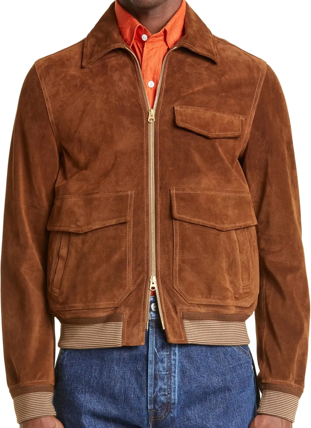 Suede A-2 Bomber Jacket The Jackal 2024 The Day Of Eddie Brown Redmayne Leather Jacket