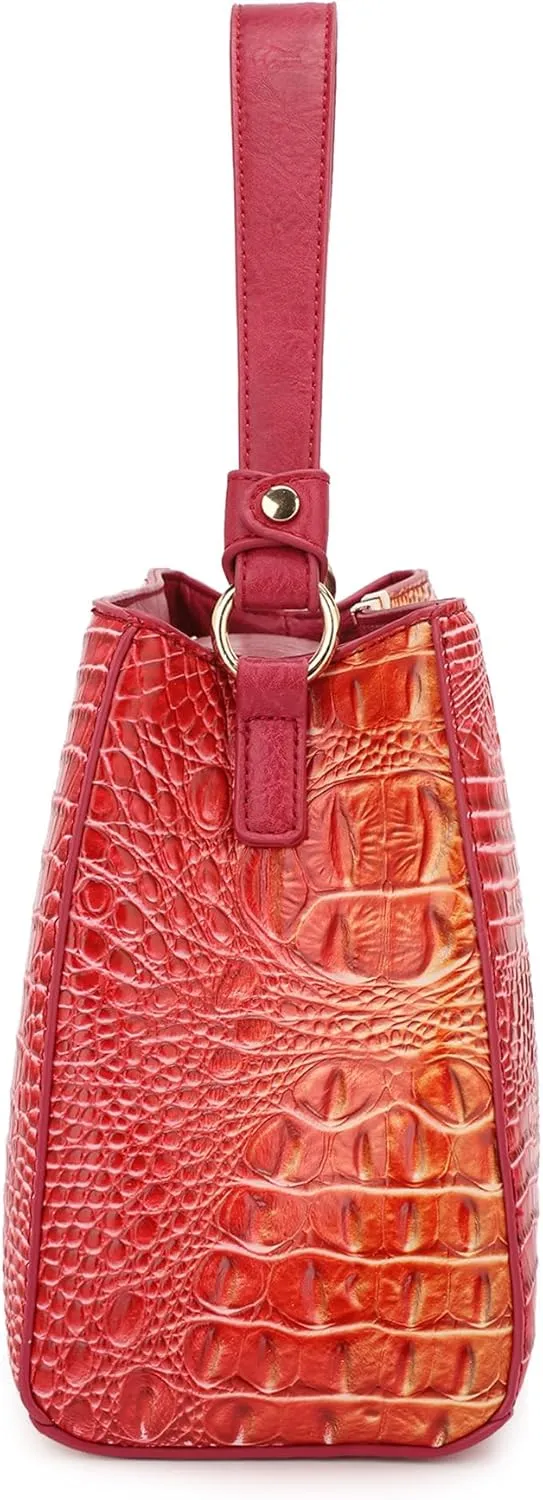 Top Handle Bag For Women, Crocodile Pattern Crossbody Designer Satchels, Adjustable Strap With Wallet For Ladies 2pcs