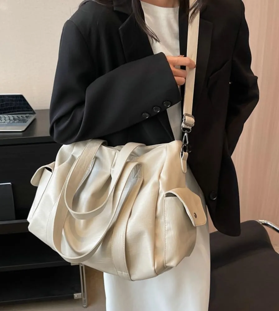 Tote Bag Women Vegan Leather Shoulder Bag Vintage Satchel Handbag Slouchy Hobo Crossbody Bag Work Travel
