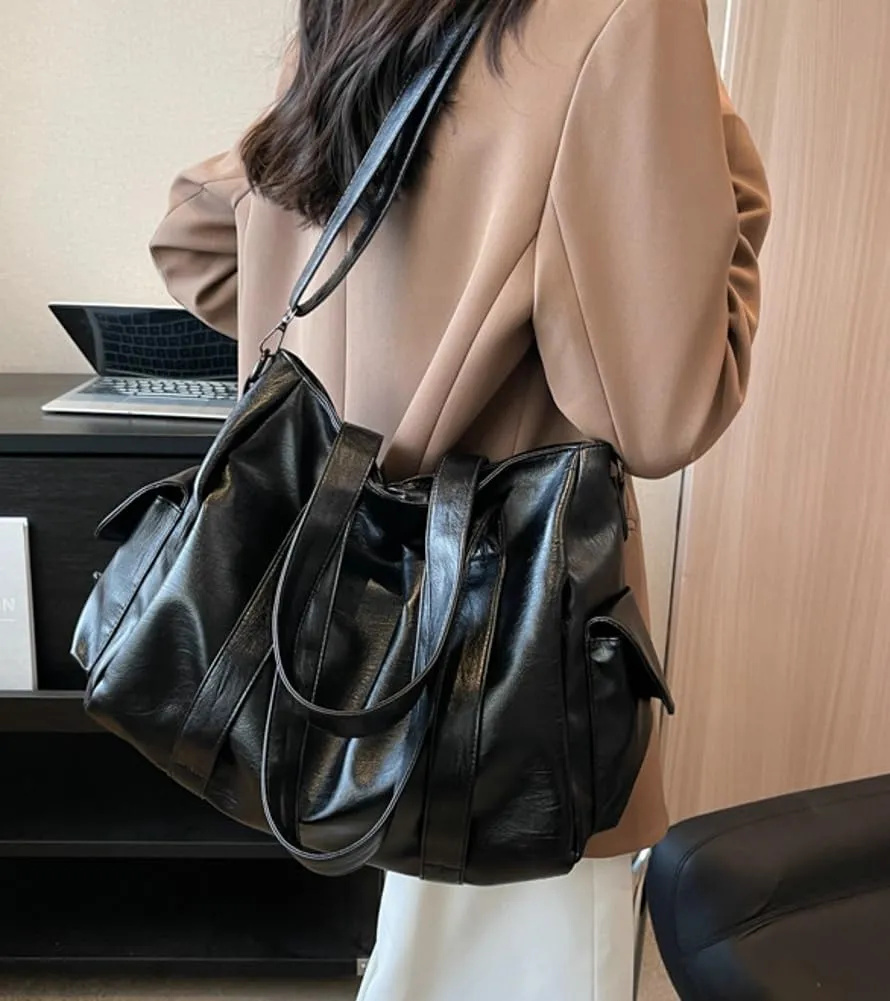 Tote Bag Women Vegan Leather Shoulder Bag Vintage Satchel Handbag Slouchy Hobo Crossbody Bag Work Travel