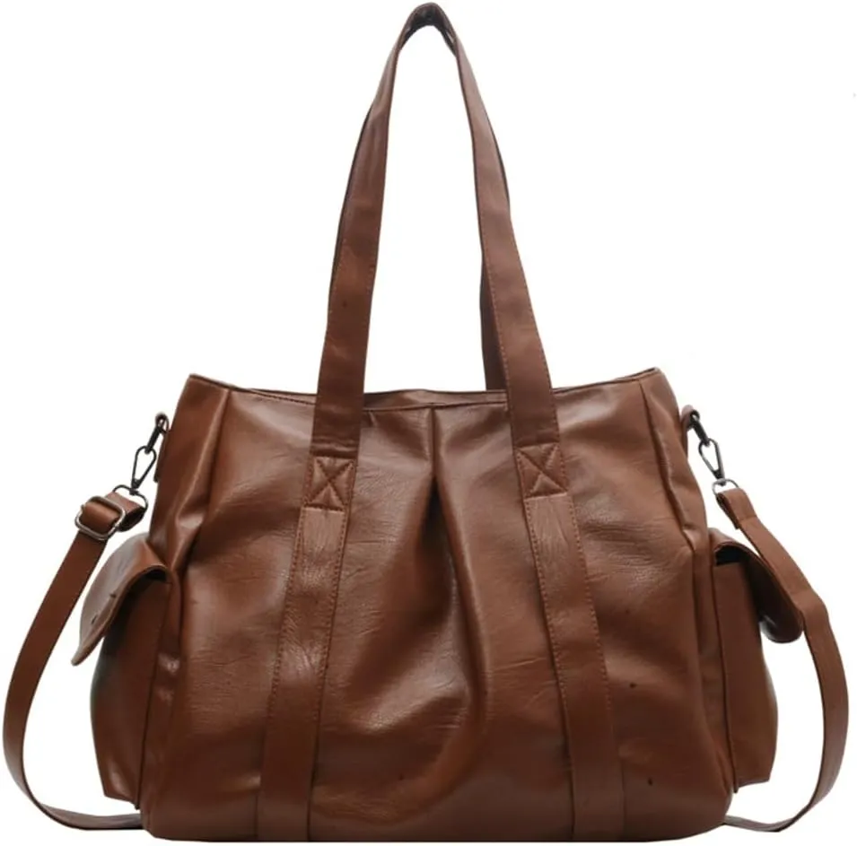 Tote Bag Women Vegan Leather Shoulder Bag Vintage Satchel Handbag Slouchy Hobo Crossbody Bag Work Travel