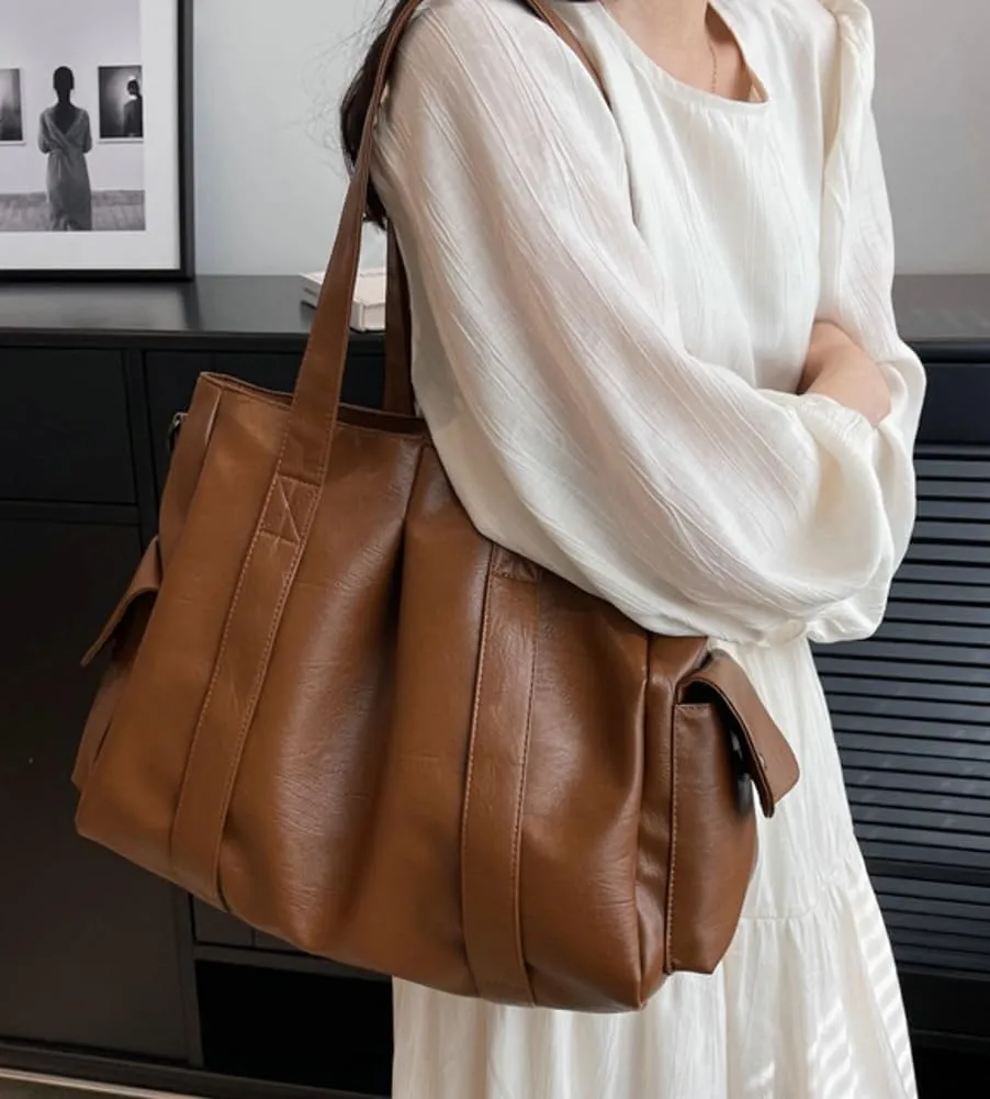 Tote Bag Women Vegan Leather Shoulder Bag Vintage Satchel Handbag Slouchy Hobo Crossbody Bag Work Travel