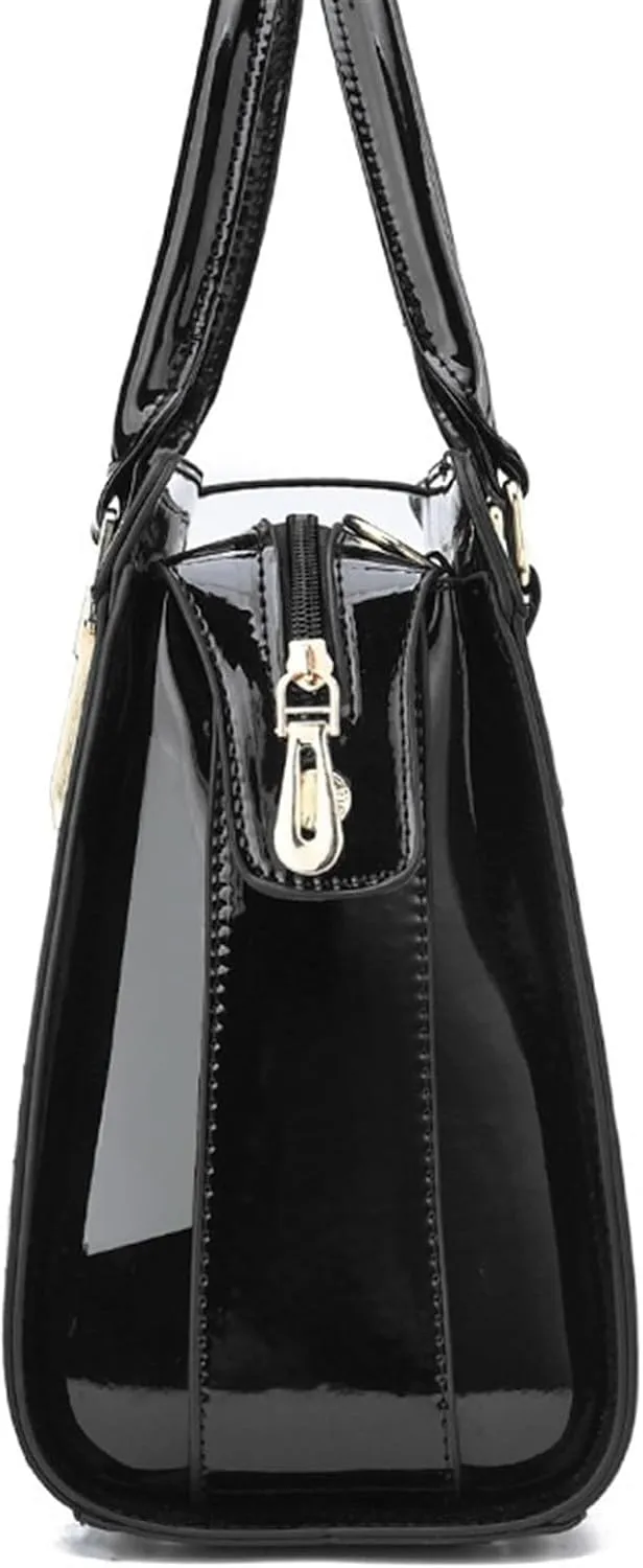 Tote for women Black Red Leather Handbags Shoulder Lock Female Bags Briefcase