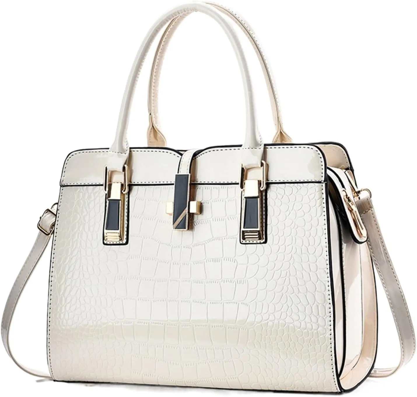 Tote for women Black Red Leather Handbags Shoulder Lock Female Bags Briefcase