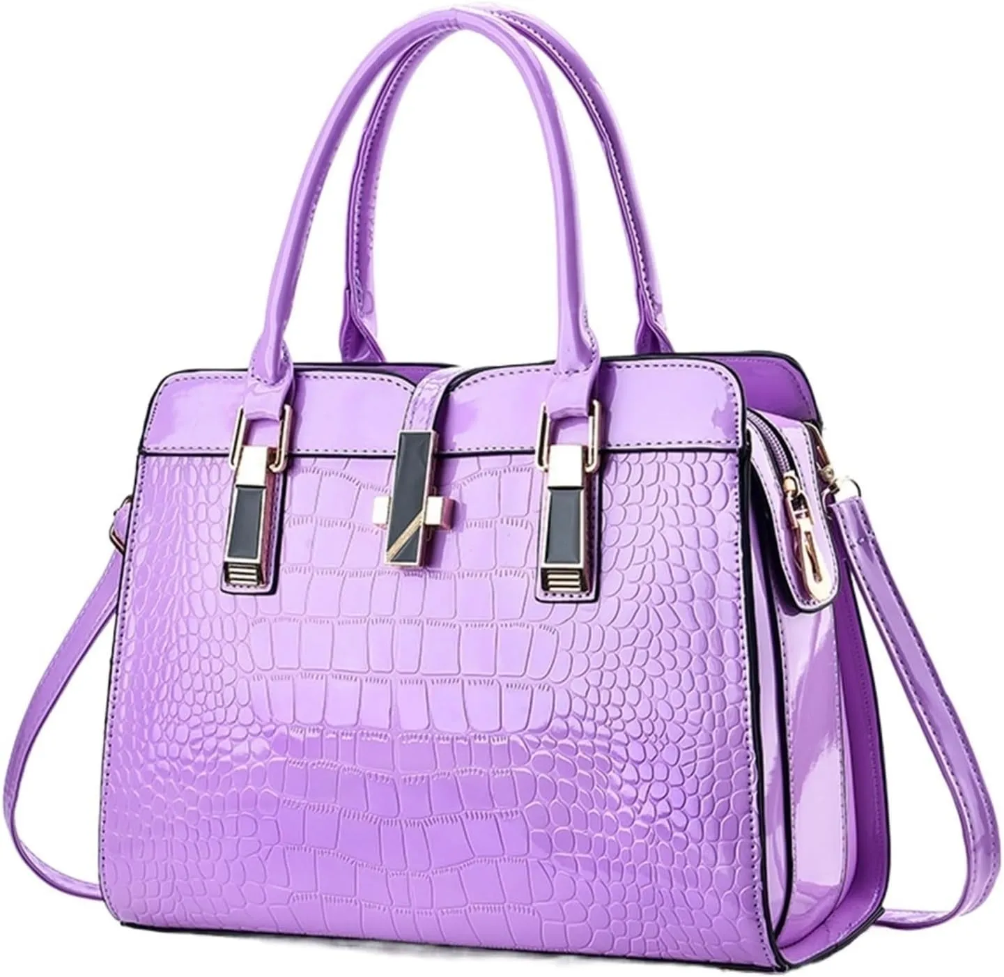 Tote for women Black Red Leather Handbags Shoulder Lock Female Bags Briefcase