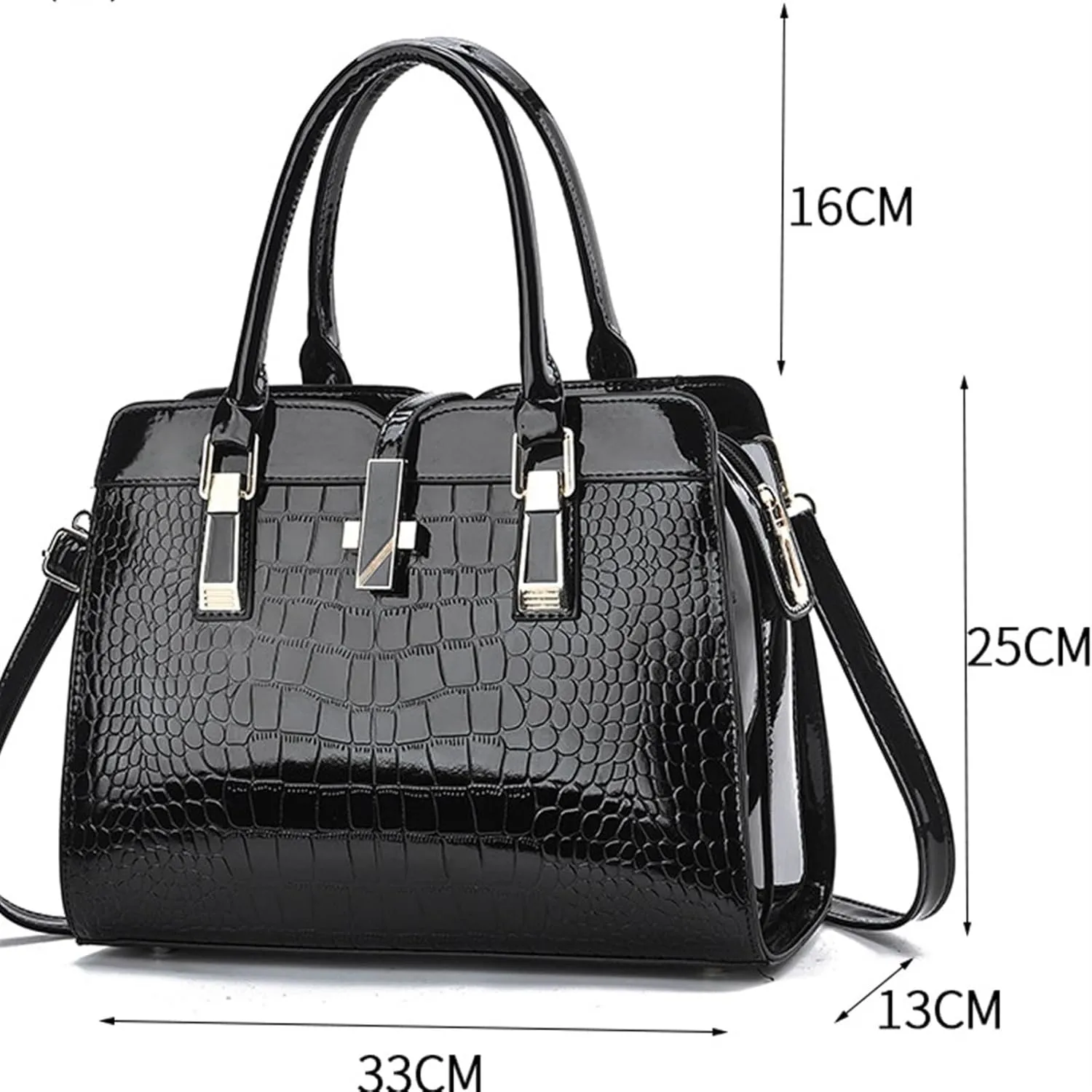 Tote for women Black Red Leather Handbags Shoulder Lock Female Bags Briefcase