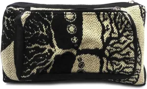 Tree of Life Print Pattern Adjustable Buckle Fanny Pack Waist Bag - Handmade Belt Pouch Boho Travel Accessories (Beige/Black)