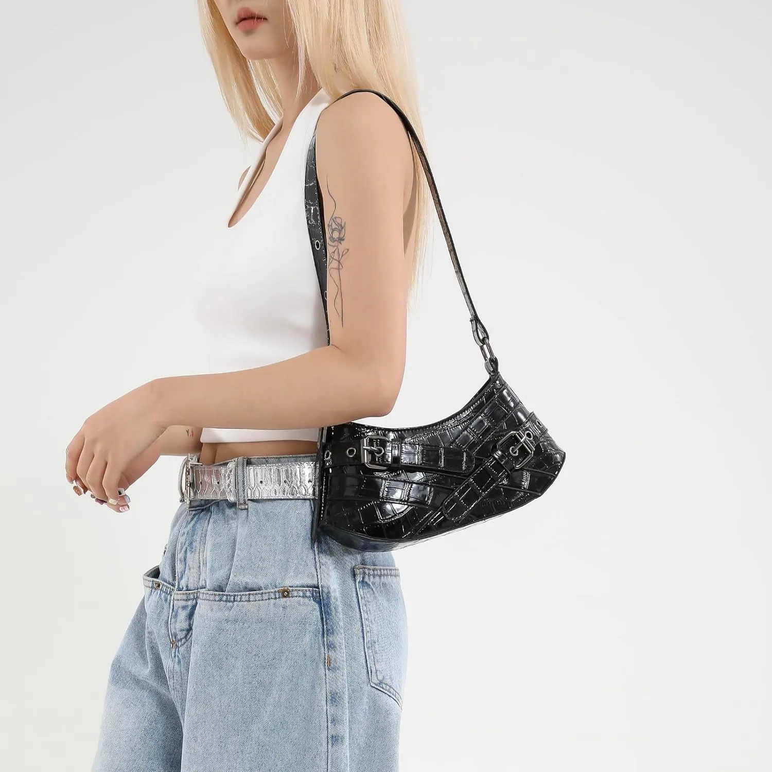 Trendy Shoulder Bag for Women Handbag and Purses Vegan Leather Y2K Underarm Hobos