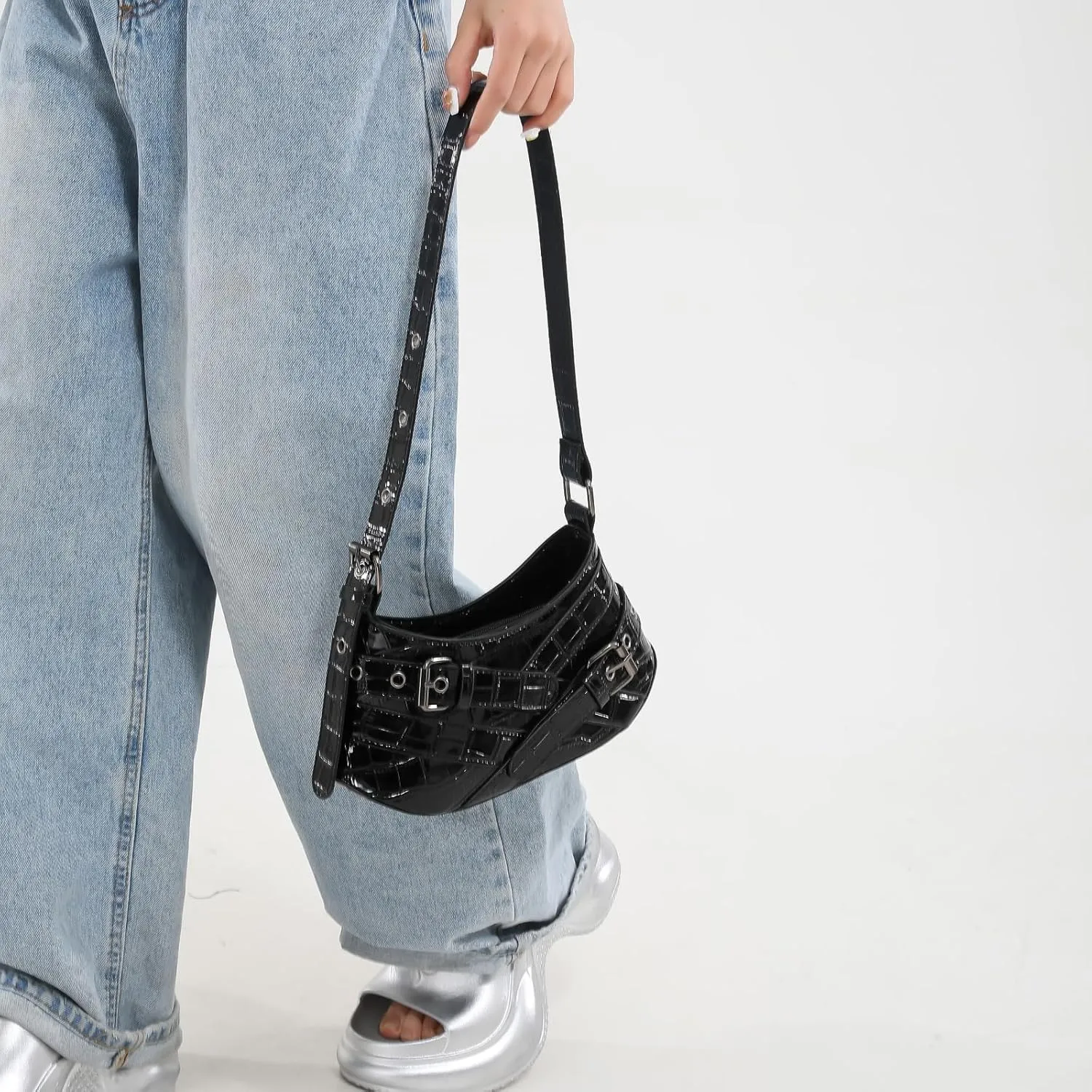 Trendy Shoulder Bag for Women Handbag and Purses Vegan Leather Y2K Underarm Hobos