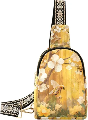trendy Wood Yellow Bee Kind Spring fanny pack diaper anti-theft cross body fanny packs for hiking