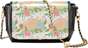Tropical Plant Flower Crossbody Purses for Women Casual Women Shoulder Leather Bags Tote Satchel with Chain Strap