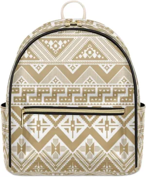 TropicalLife Aztec Backpack Purse for Women PU Leather Lightweight Ladies Shoulder Fashion Satchel Bags Travel Casual Daypack American Native Ethnic Geometric Western Boho