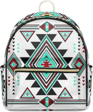 TropicalLife Aztec Geometric Backpack Purse for Women PU Leather Lightweight Ladies Shoulder Fashion Satchel Bags Travel Casual Daypack Aztec