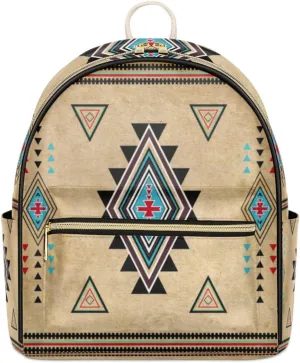 TropicalLife Aztec Geometric Backpack Purse for Women PU Leather Lightweight Ladies Shoulder Fashion Satchel Bags Travel Casual Daypack Ethnic Theme