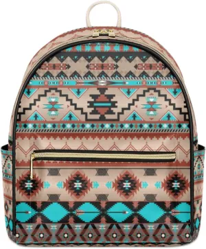 TropicalLife Aztec Print Backpack Purse for Women PU Leather Lightweight Ladies Shoulder Fashion Satchel Bags Travel Casual Daypack Aztec Geometric