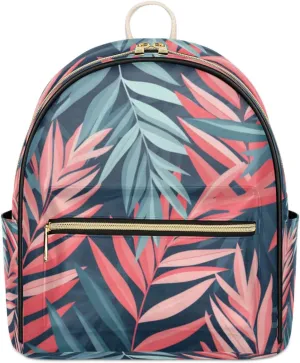 TropicalLife Colorful Palm Leaves Backpack Purse for Women PU Leather Lightweight Ladies Shoulder Fashion Satchel Bags Travel Casual Daypack