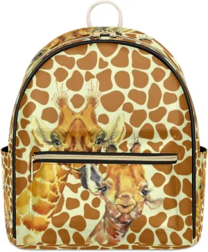 TropicalLife Cute Giraffe Backpack Purse for Women PU Leather Lightweight Ladies Shoulder Fashion Satchel Bags Travel Casual Daypack Giraffe Print