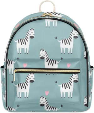 TropicalLife Cute Zebra Backpack Purse for Women PU Leather Lightweight Ladies Shoulder Fashion Satchel Bags Travel Casual Daypack Cute