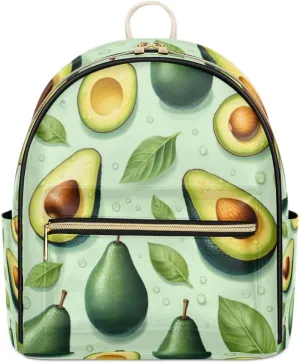TropicalLife Fruit Avocado Backpack Purse for Women PU Leather Lightweight Ladies Shoulder Fashion Satchel Bags Travel Casual Daypack