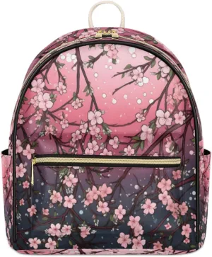 TropicalLife Japanese Cherry Blossom Backpack Purse for Women PU Leather Lightweight Ladies Shoulder Fashion Satchel Bags Travel Casual Daypack