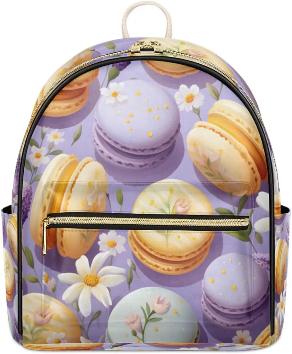 TropicalLife Macaroon Cake Backpack Purse for Women PU Leather Lightweight Ladies Shoulder Fashion Satchel Bags Travel Casual Daypack