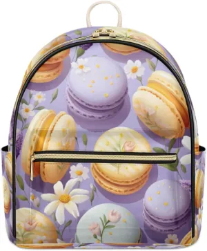 TropicalLife Macaroon Cake Backpack Purse for Women PU Leather Lightweight Ladies Shoulder Fashion Satchel Bags Travel Casual Daypack