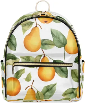 TropicalLife Pears Fruit Backpack Purse for Women PU Leather Lightweight Ladies Shoulder Fashion Satchel Bags Travel Casual Daypack